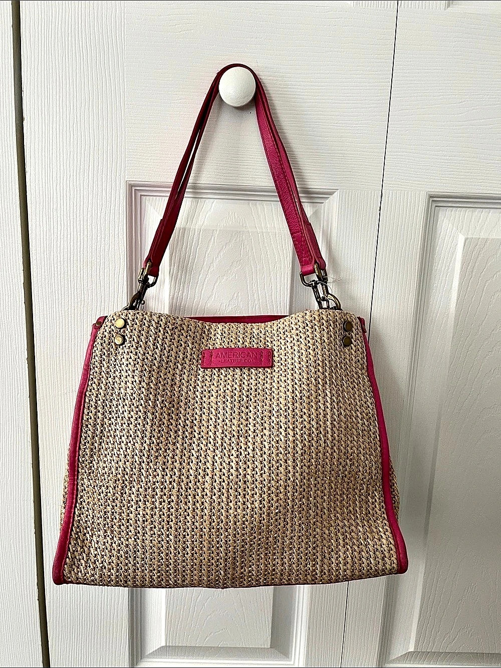 The Sak Woven Shoulder Bag in Pink & Brown